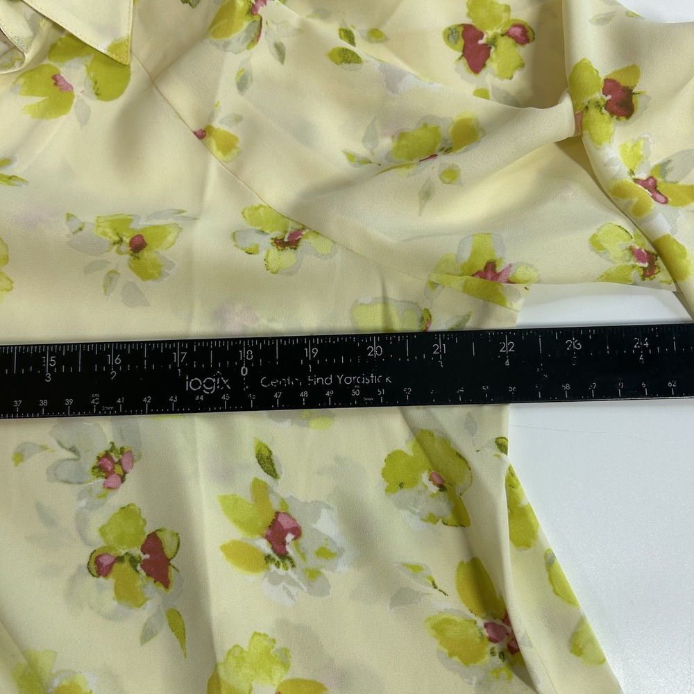 Cabi Go To Blouse Small Yellow Floral Print Button Front 3/4 Sleeve Blouse 6294 - Picture 8 of 9